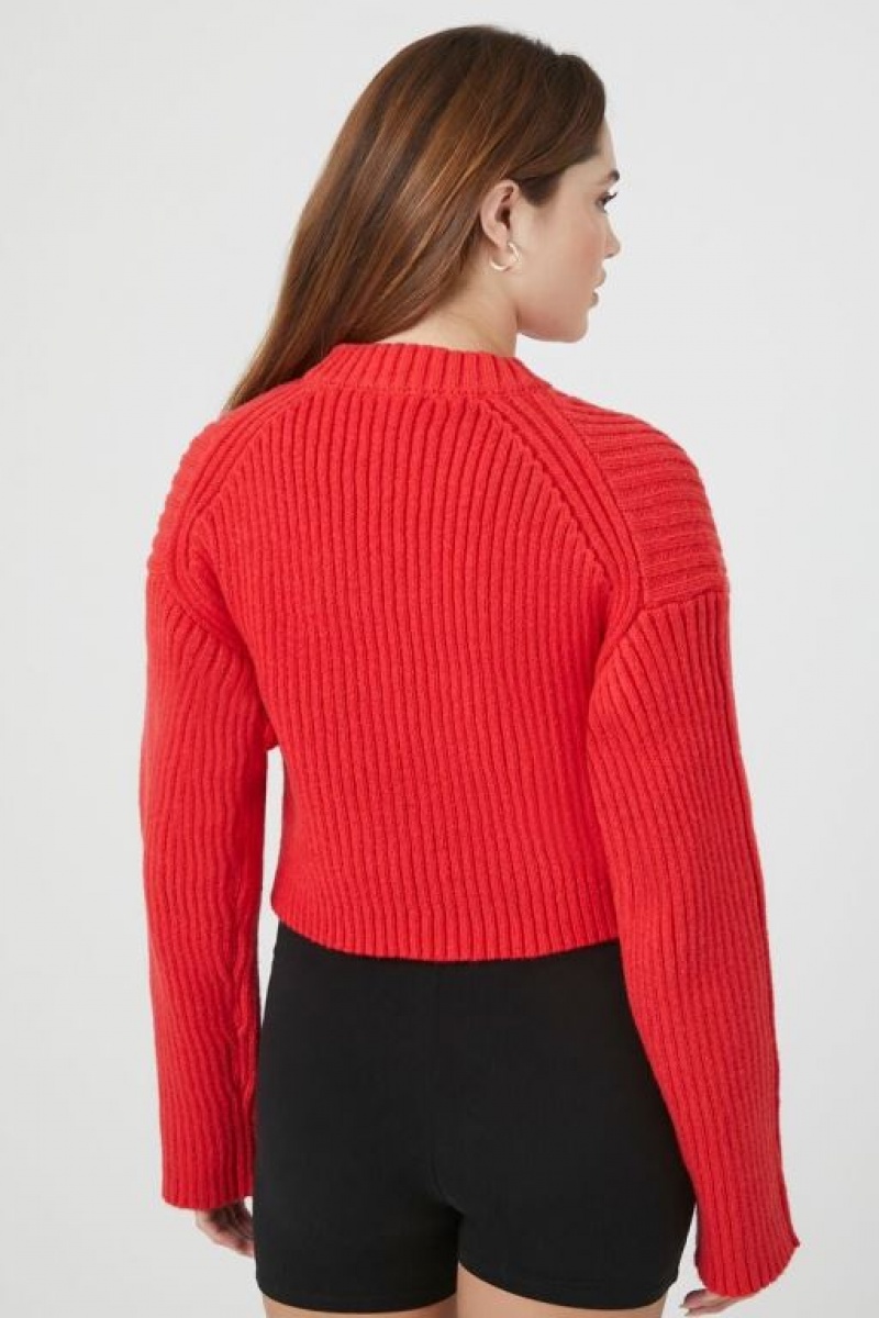 Suéteres Forever 21 Acanalado Drop Sleeve Mujer Rojas | tY0pdSbTXaU