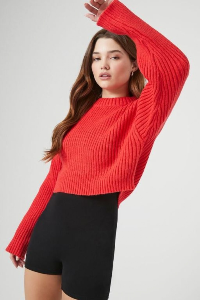 Suéteres Forever 21 Acanalado Drop Sleeve Mujer Rojas | tY0pdSbTXaU