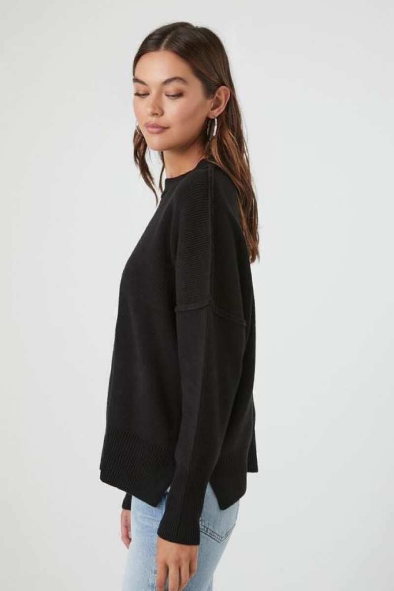 Suéteres Forever 21 Acanalado Drop Sleeve Mujer Negras | uMjnXkxsMJM