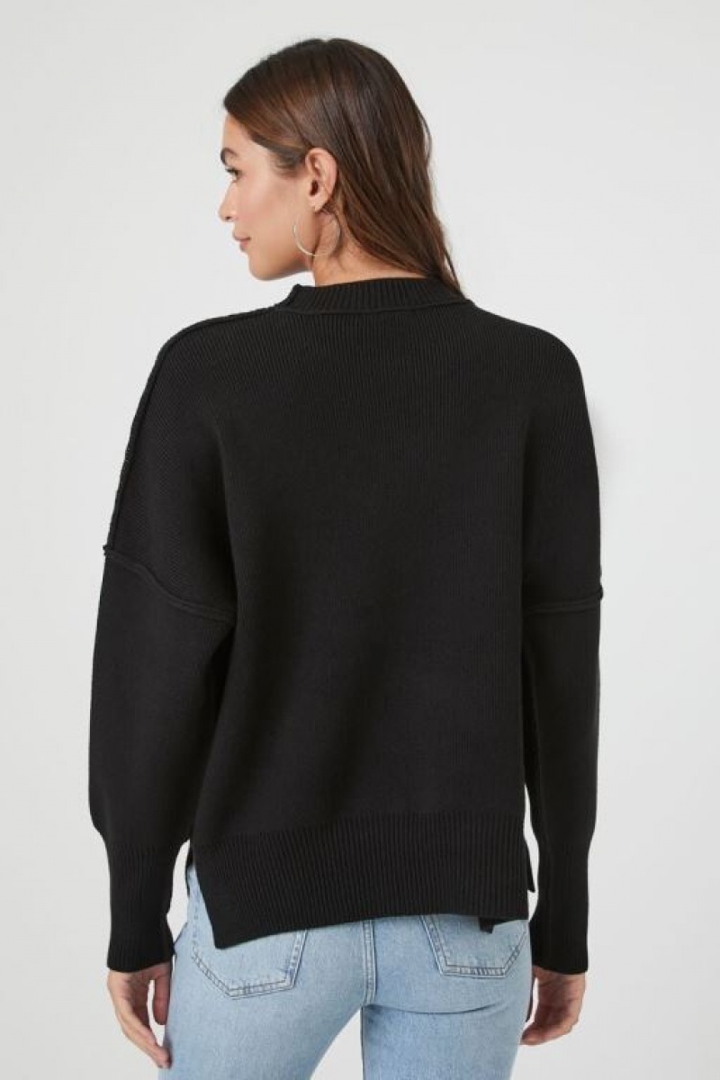 Suéteres Forever 21 Acanalado Drop Sleeve Mujer Negras | uMjnXkxsMJM