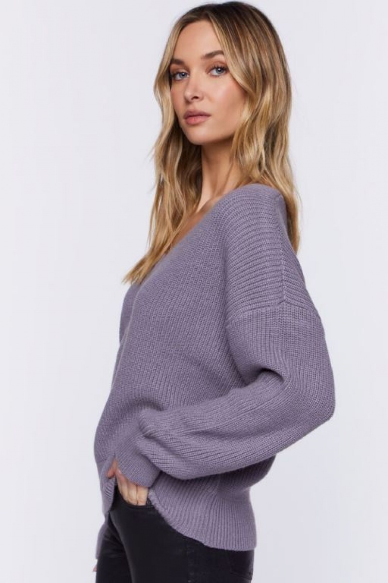 Suéteres Forever 21 Acanalado Drop Sleeve Mujer Gris | mY7EtjPoOV4