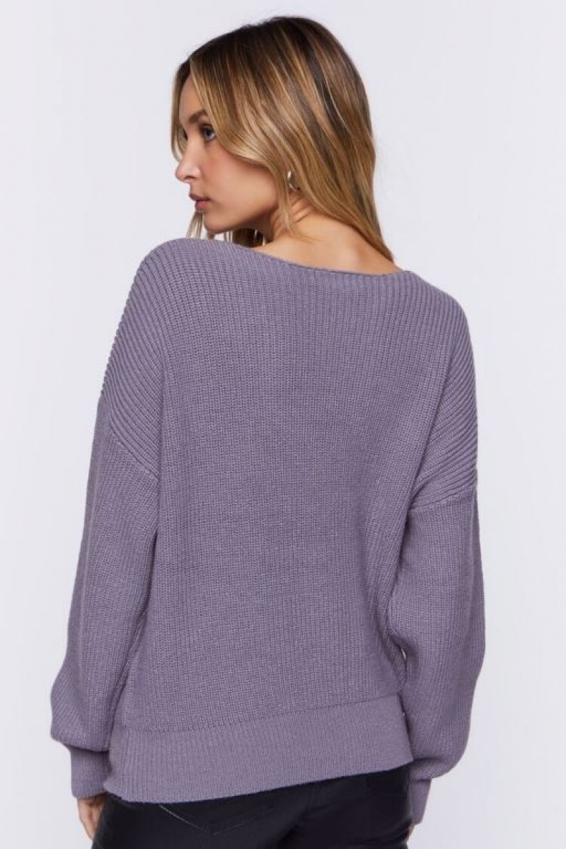 Suéteres Forever 21 Acanalado Drop Sleeve Mujer Gris | mY7EtjPoOV4