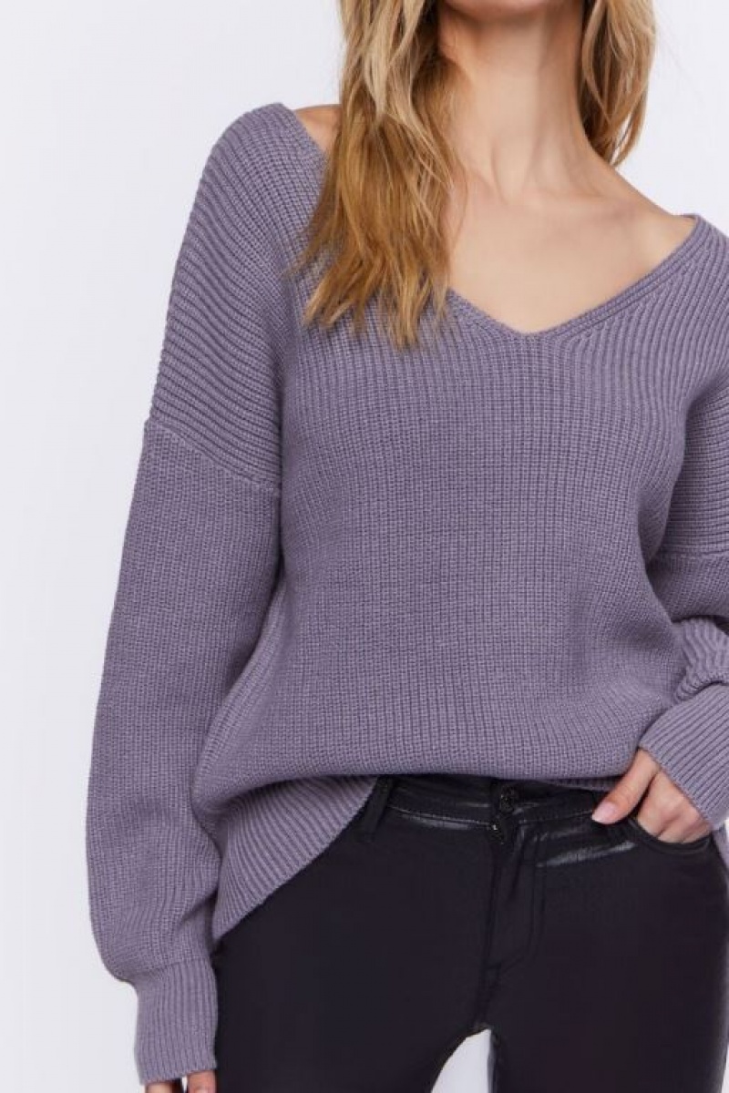 Suéteres Forever 21 Acanalado Drop Sleeve Mujer Gris | mY7EtjPoOV4