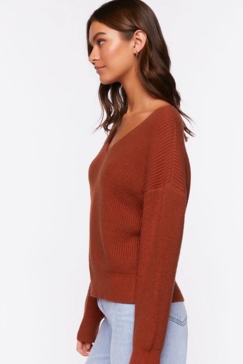 Suéteres Forever 21 Acanalado Drop Sleeve Mujer Rojas | 8l5LR3n0Pml