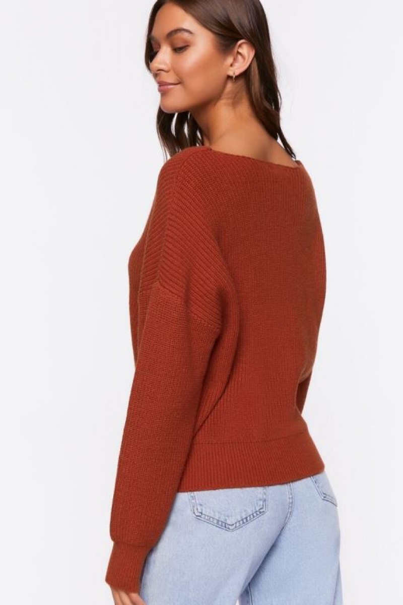 Suéteres Forever 21 Acanalado Drop Sleeve Mujer Rojas | 8l5LR3n0Pml