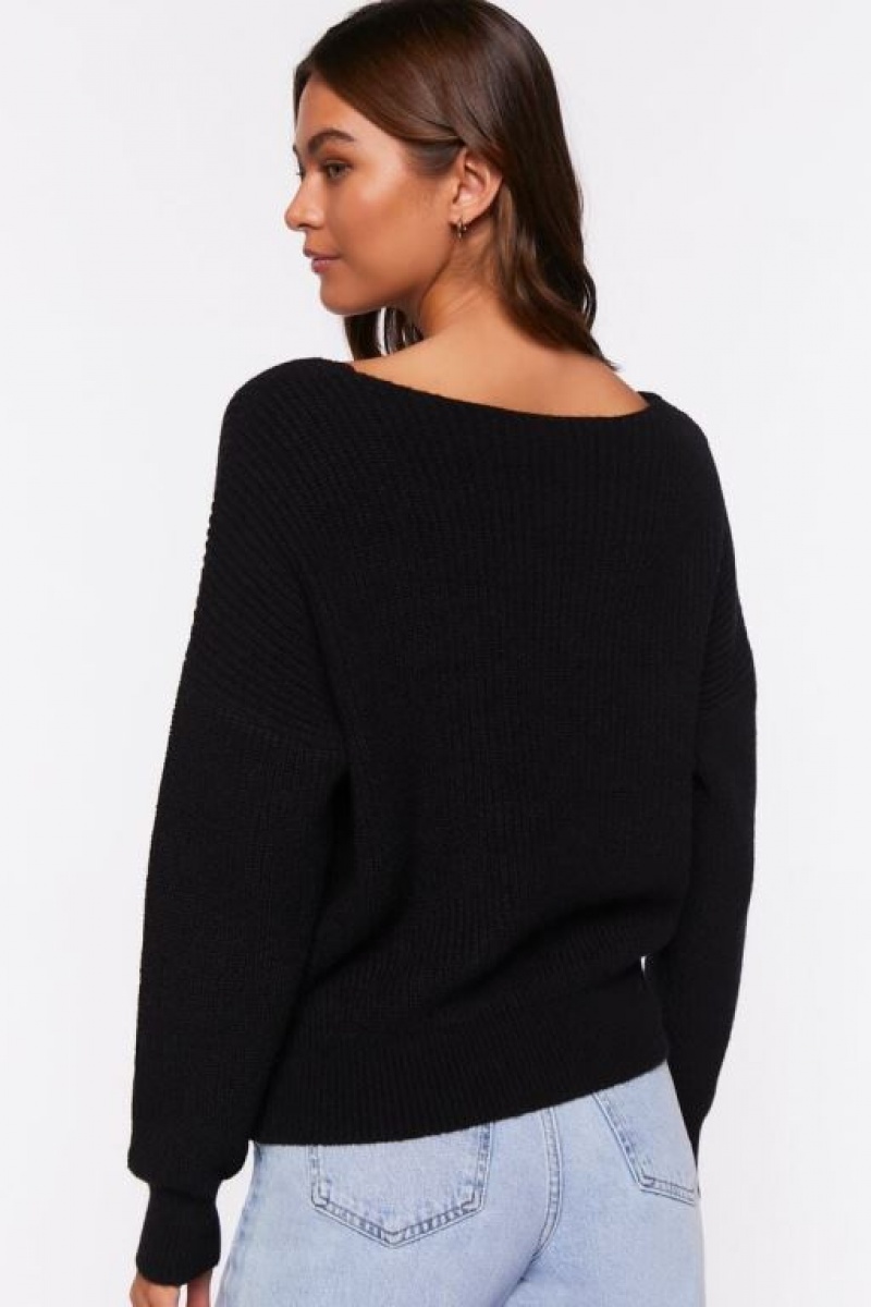 Suéteres Forever 21 Acanalado Drop Sleeve Mujer Negras | 6c0ZnK7nALT