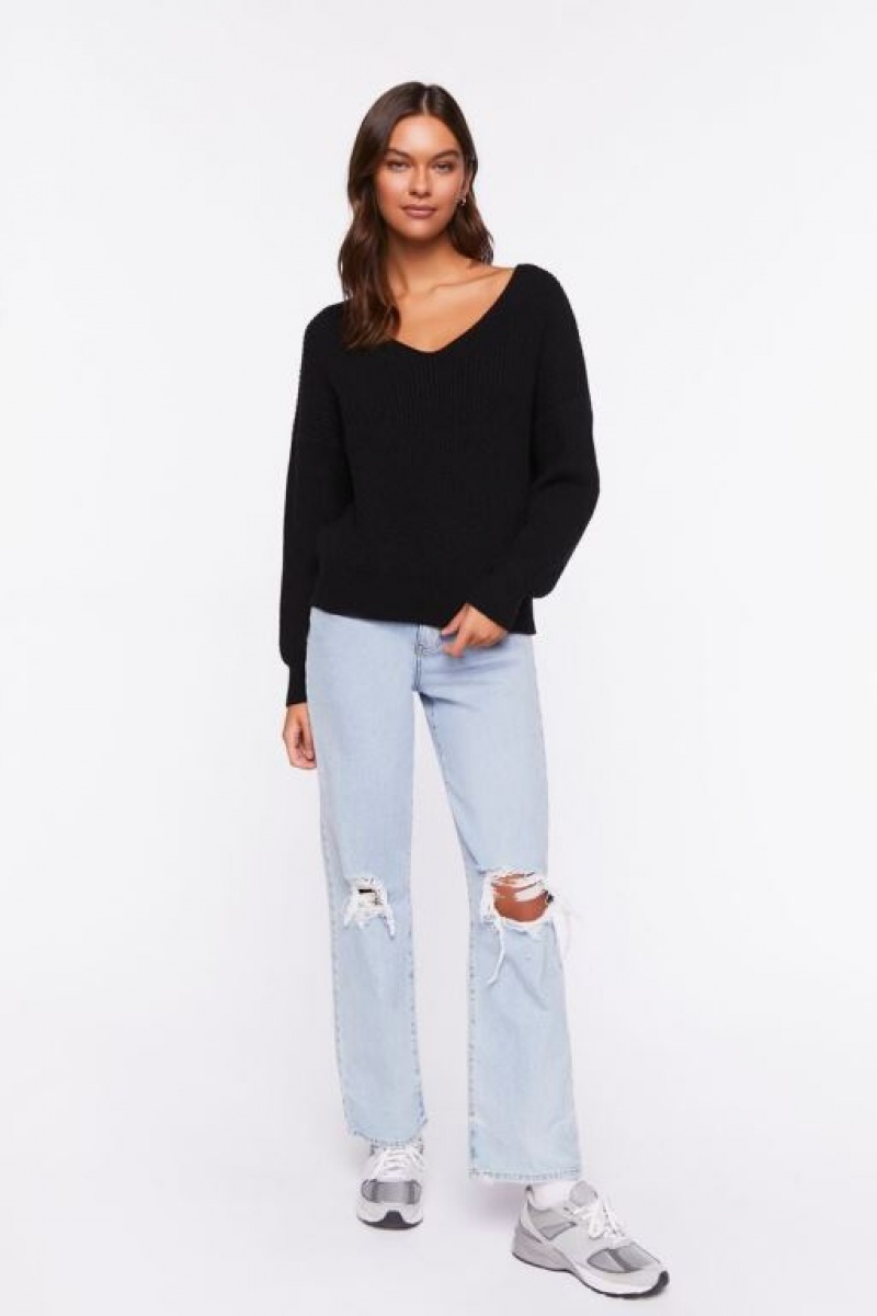 Suéteres Forever 21 Acanalado Drop Sleeve Mujer Negras | 6c0ZnK7nALT