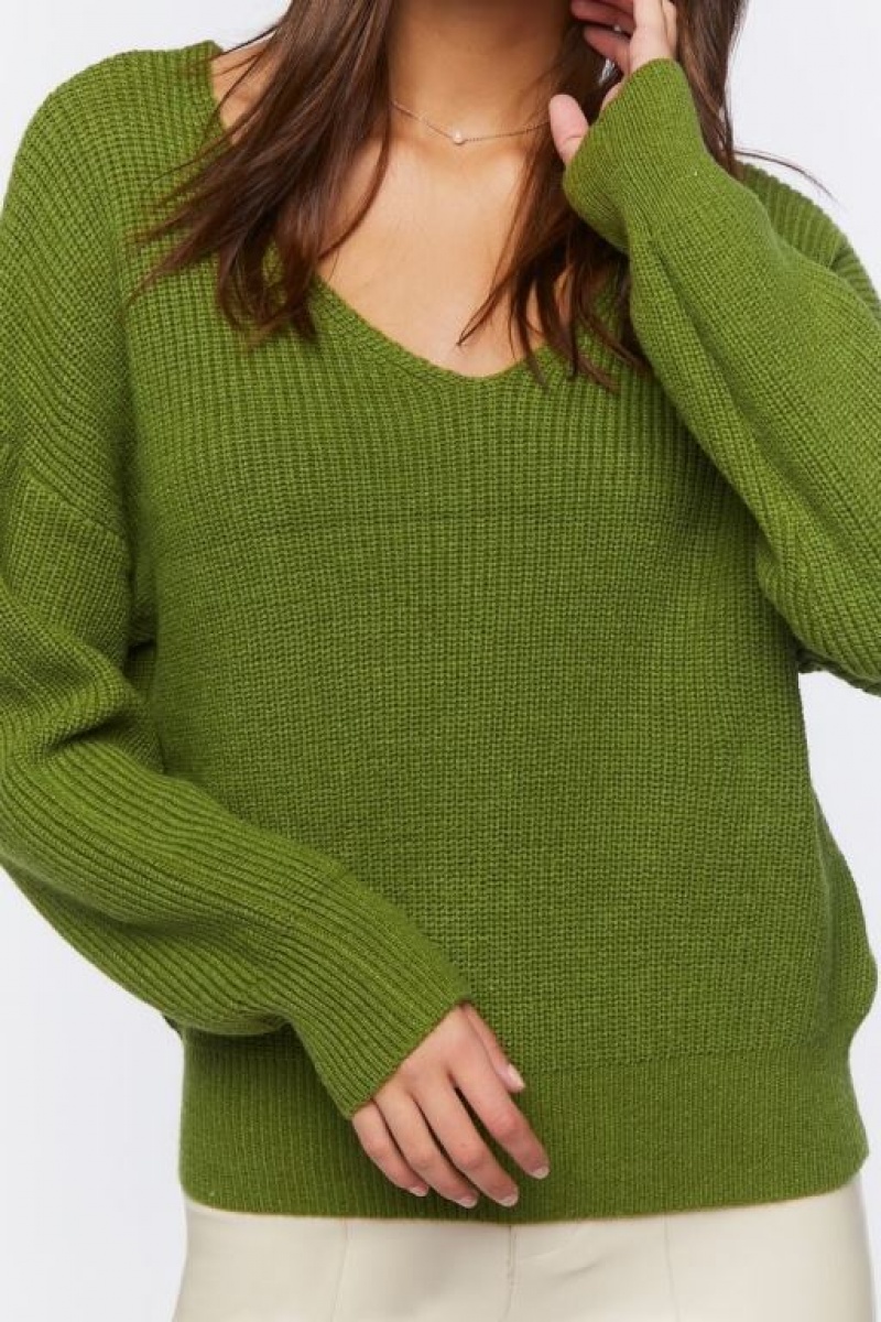 Suéteres Forever 21 Acanalado Drop Sleeve Mujer Verde Oliva | 4mNV3ps2nRA