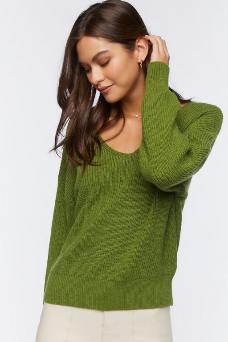 Suéteres Forever 21 Acanalado Drop Sleeve Mujer Verde Oliva | 4mNV3ps2nRA