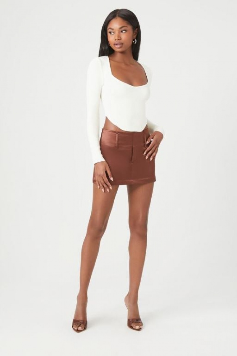 Suéteres Forever 21 Acanalado Knit Crop Mujer Blancas | BO8WFp3B6Av