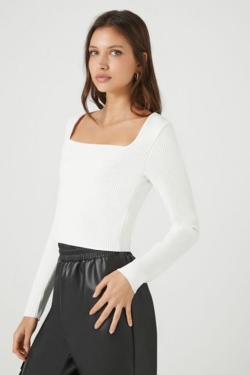 Suéteres Forever 21 Acanalado Knit Mujer Blancas | mYCMIDV29xe