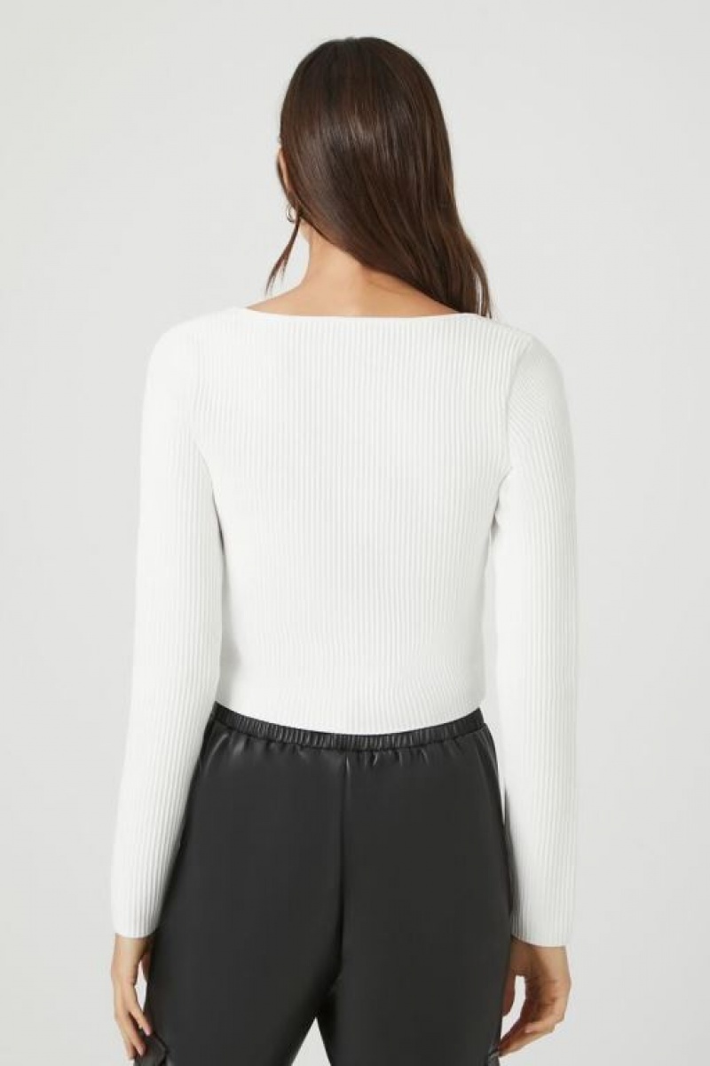 Suéteres Forever 21 Acanalado Knit Mujer Blancas | mYCMIDV29xe