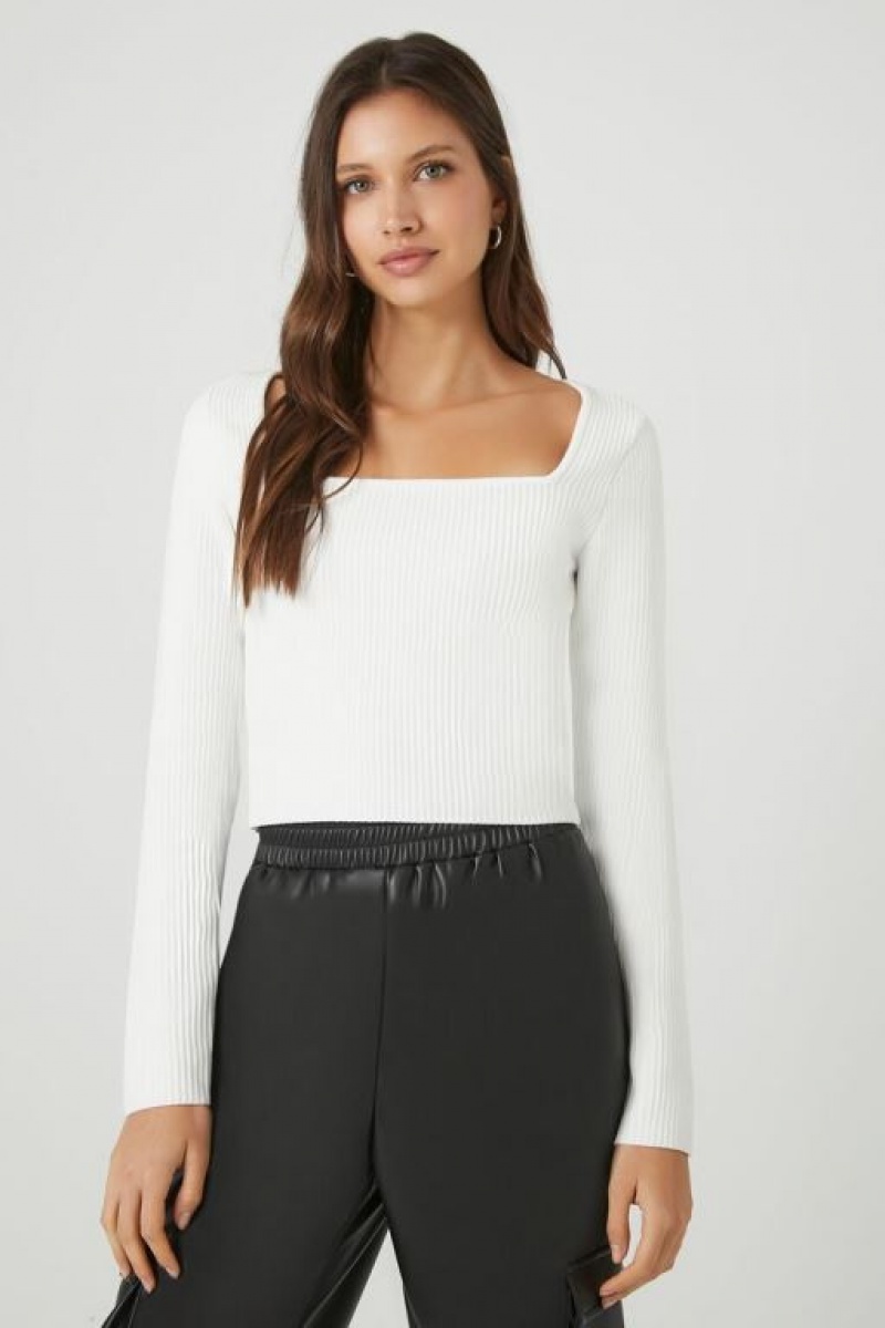 Suéteres Forever 21 Acanalado Knit Mujer Blancas | mYCMIDV29xe