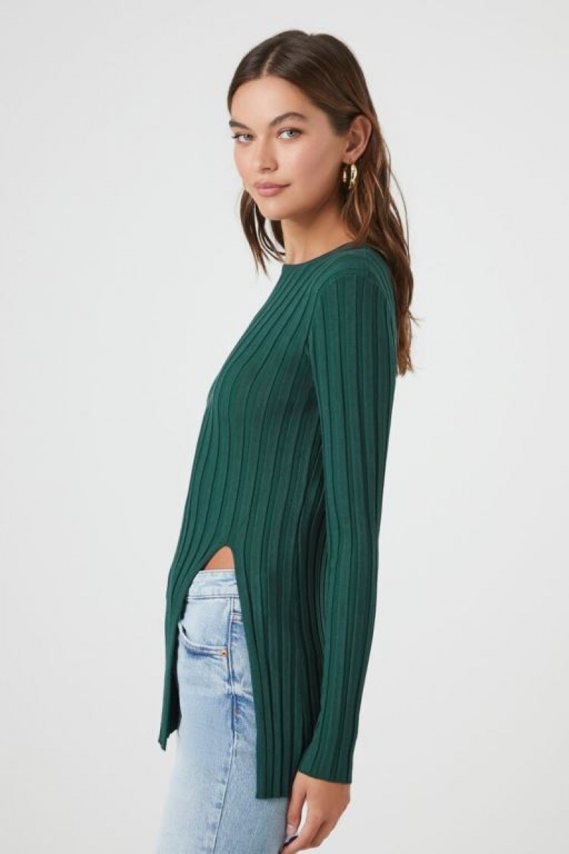 Suéteres Forever 21 Acanalado Knit Slit Mujer Turquesa | XeQaJL5AU88