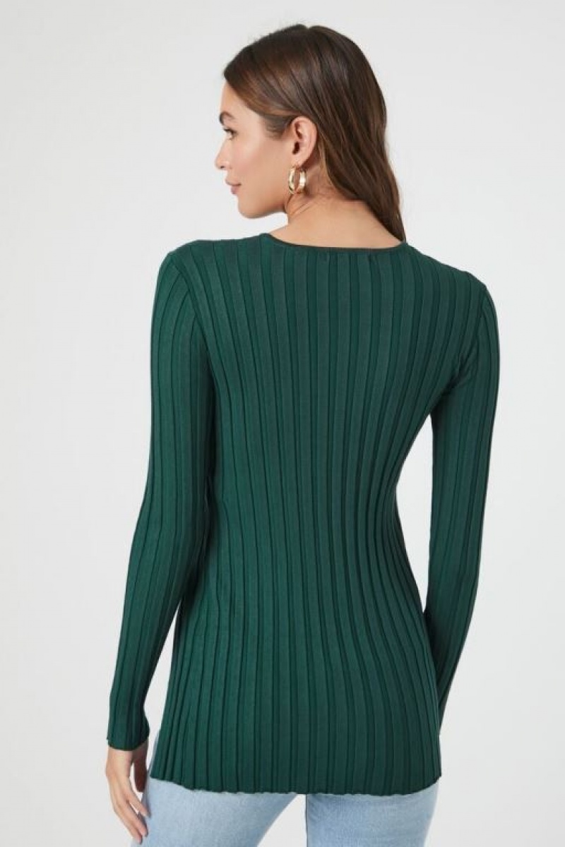 Suéteres Forever 21 Acanalado Knit Slit Mujer Turquesa | XeQaJL5AU88