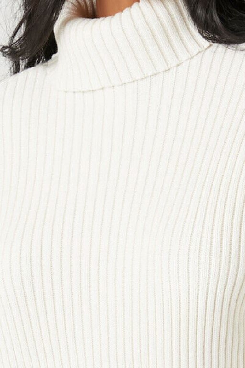 Suéteres Forever 21 Acanalado Knit Turtleneck Mujer Creme | Pxmle5JBx1F