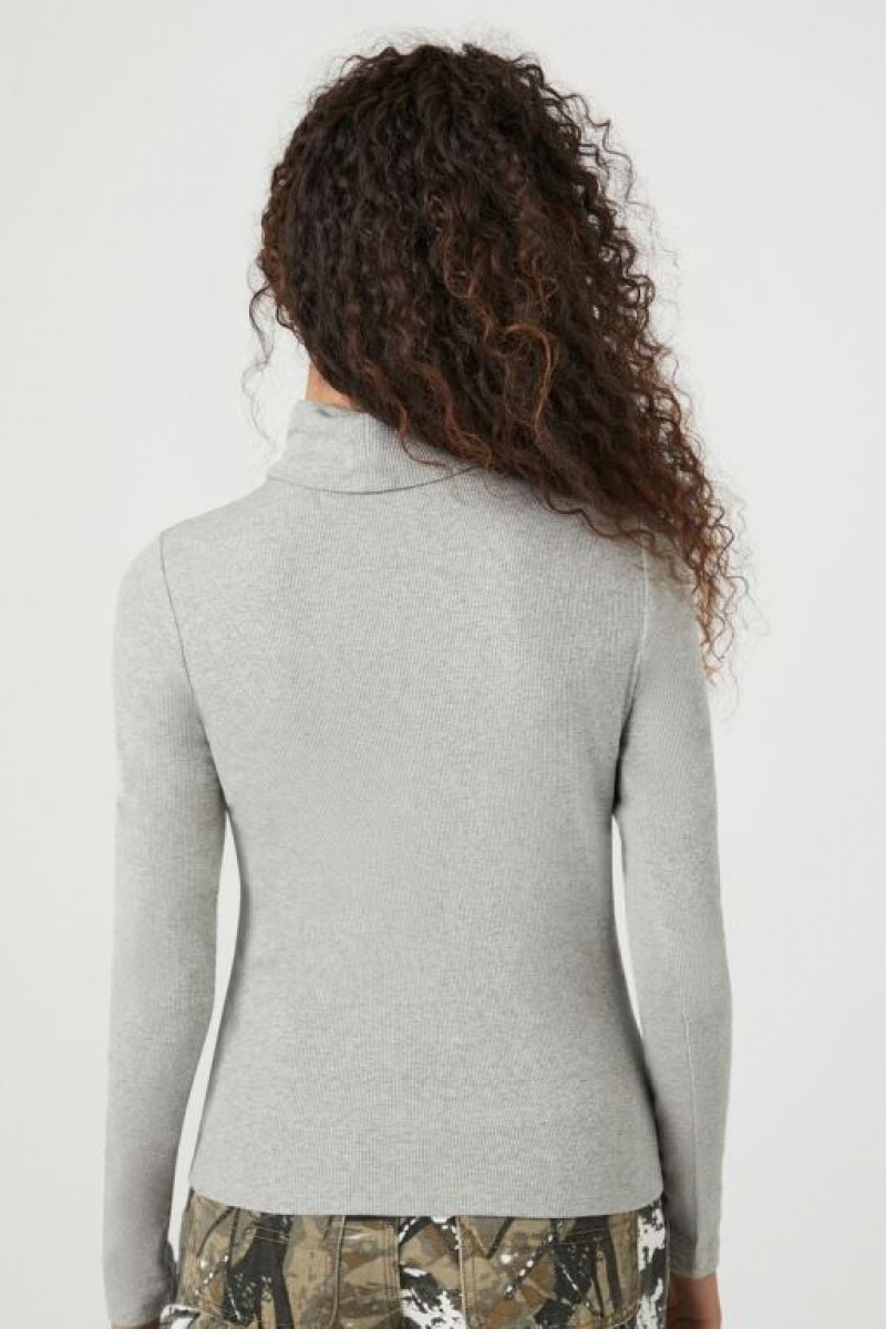 Suéteres Forever 21 Acanalado Knit Turtleneck Mujer Gris | Yv3QfEZhZ9P