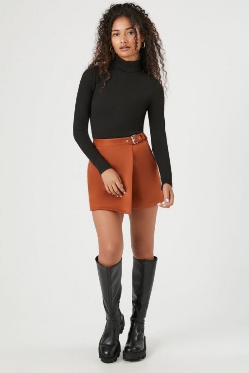 Suéteres Forever 21 Acanalado Knit Turtleneck Mujer Negras | RMlQTHsyKAn