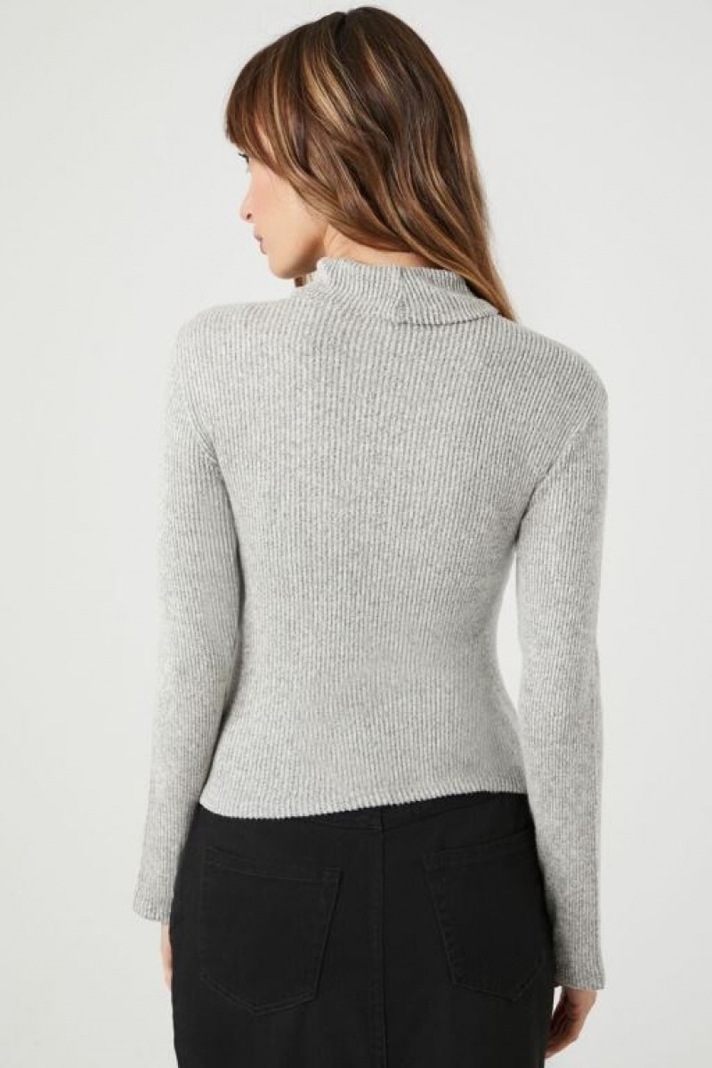 Suéteres Forever 21 Acanalado Knit Turtleneck Mujer Gris | jlHMOxYT26Y