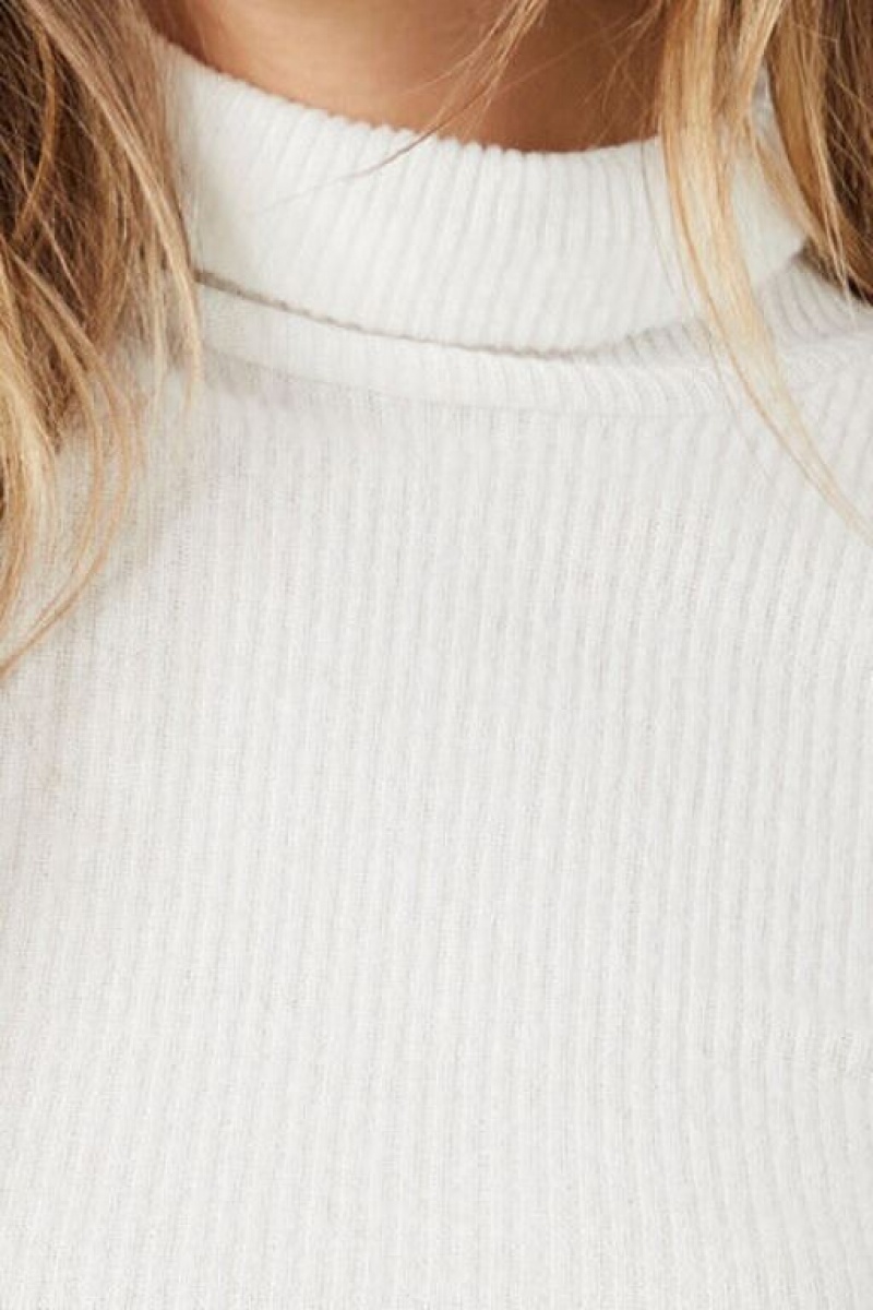 Suéteres Forever 21 Acanalado Knit Turtleneck Mujer Blancas | r7pCgWoLbHq