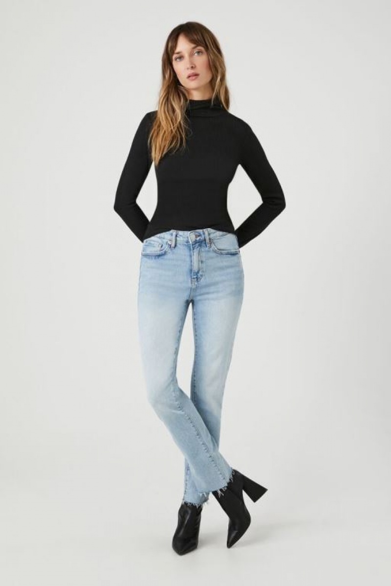 Suéteres Forever 21 Acanalado Knit Turtleneck Mujer Negras | BDz3RvAygjN