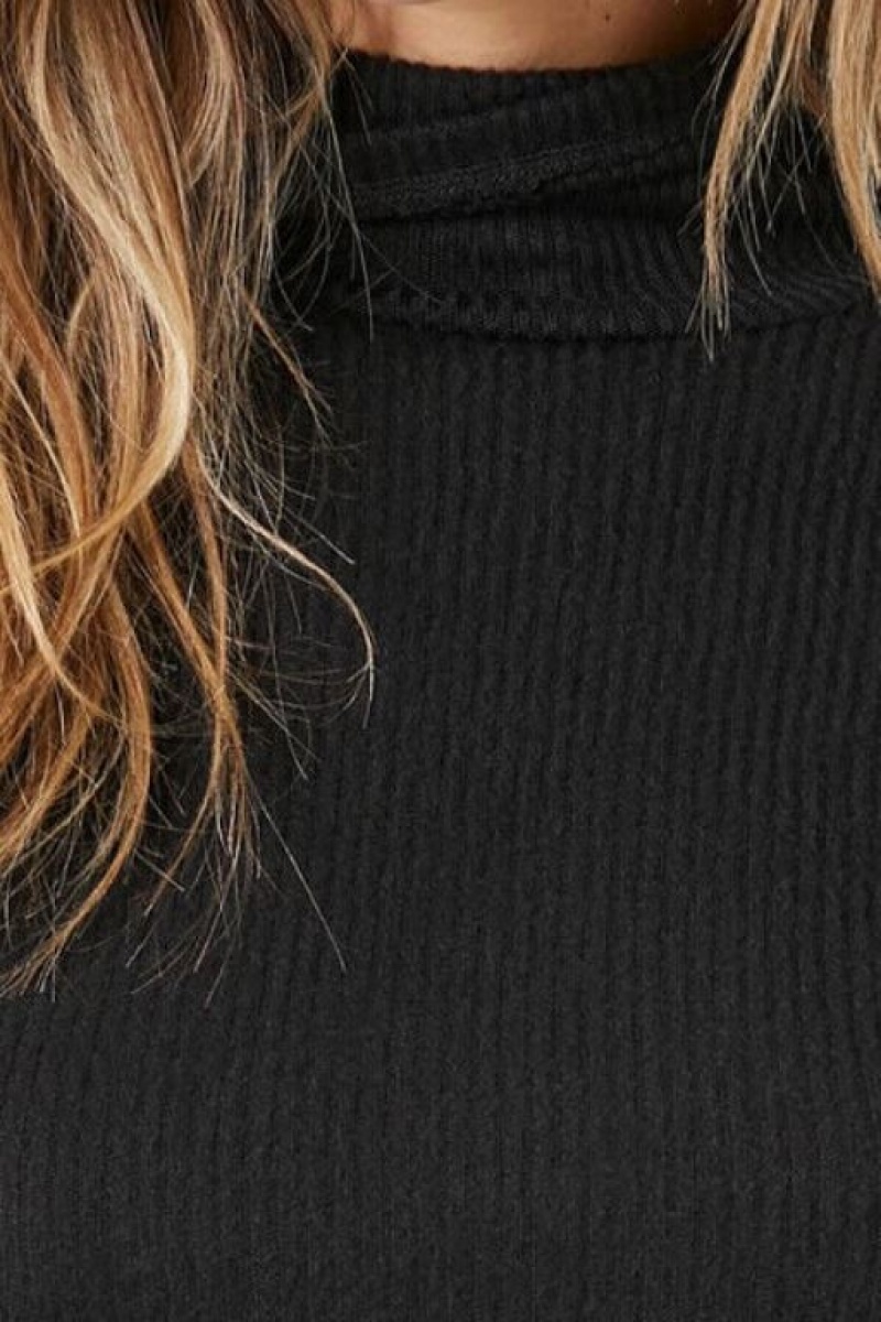 Suéteres Forever 21 Acanalado Knit Turtleneck Mujer Negras | BDz3RvAygjN