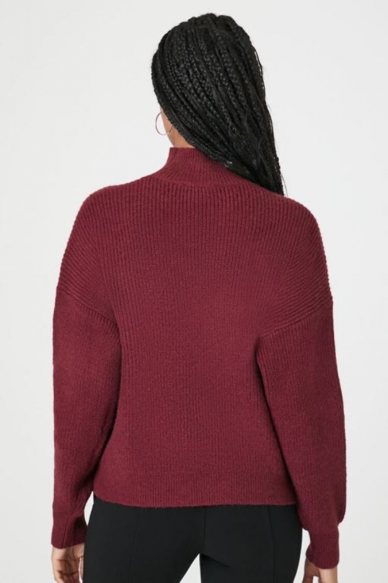 Suéteres Forever 21 Acanalado Knit Turtleneck Mujer Burdeos | 1w8AV8FJ93I