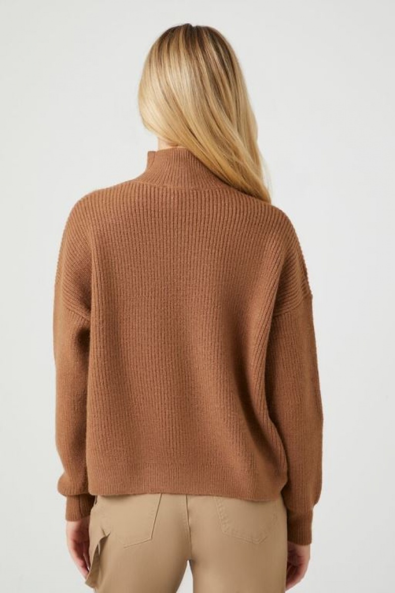 Suéteres Forever 21 Acanalado Knit Turtleneck Mujer Praline | PSwHyved9PM