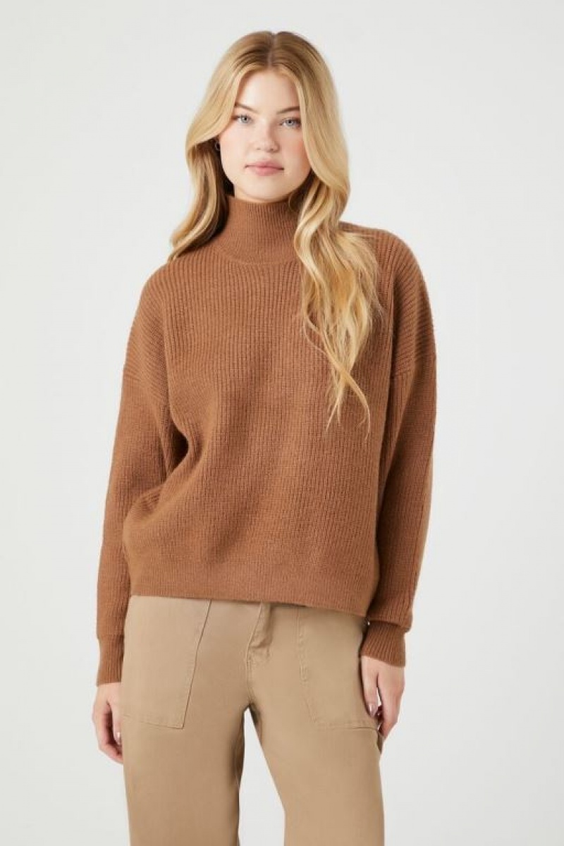 Suéteres Forever 21 Acanalado Knit Turtleneck Mujer Praline | PSwHyved9PM