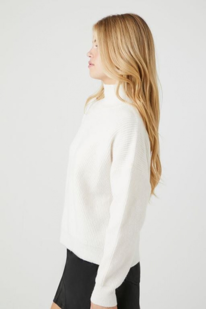 Suéteres Forever 21 Acanalado Knit Turtleneck Mujer Blancas | el9iFk8SuVy