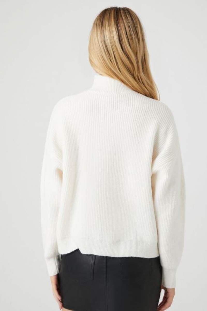 Suéteres Forever 21 Acanalado Knit Turtleneck Mujer Blancas | el9iFk8SuVy