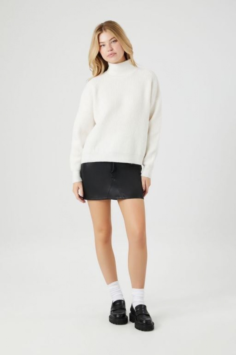 Suéteres Forever 21 Acanalado Knit Turtleneck Mujer Blancas | el9iFk8SuVy