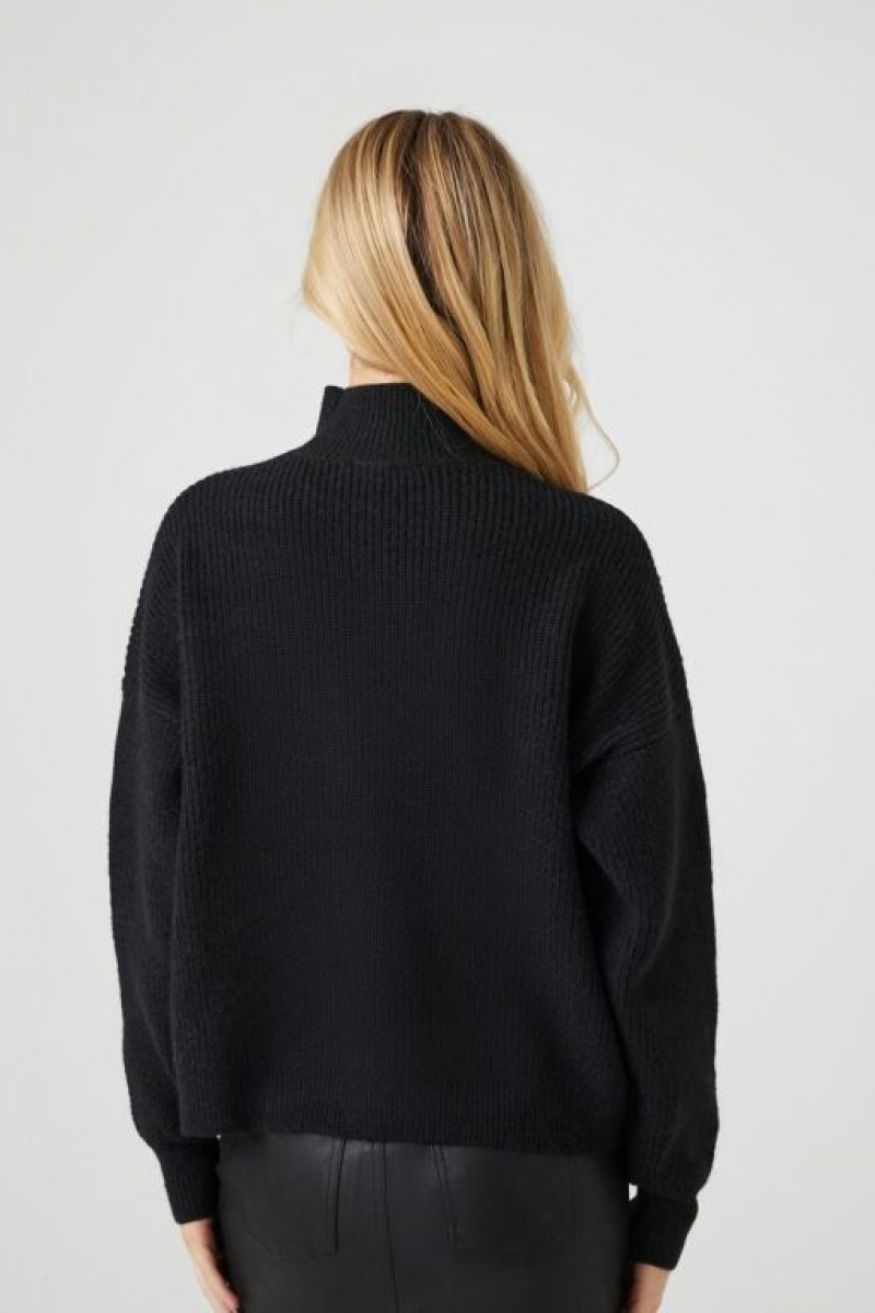 Suéteres Forever 21 Acanalado Knit Turtleneck Mujer Negras | KNiXDwpmUVP