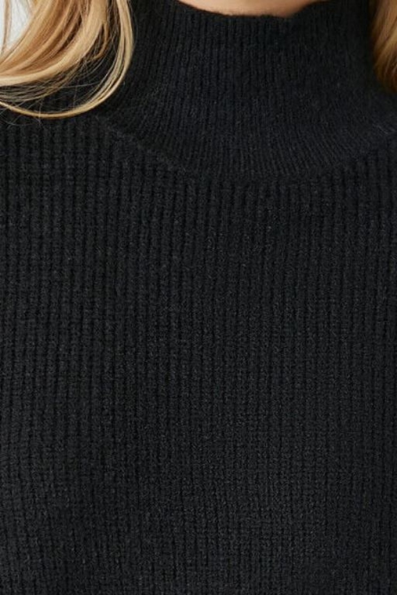 Suéteres Forever 21 Acanalado Knit Turtleneck Mujer Negras | KNiXDwpmUVP