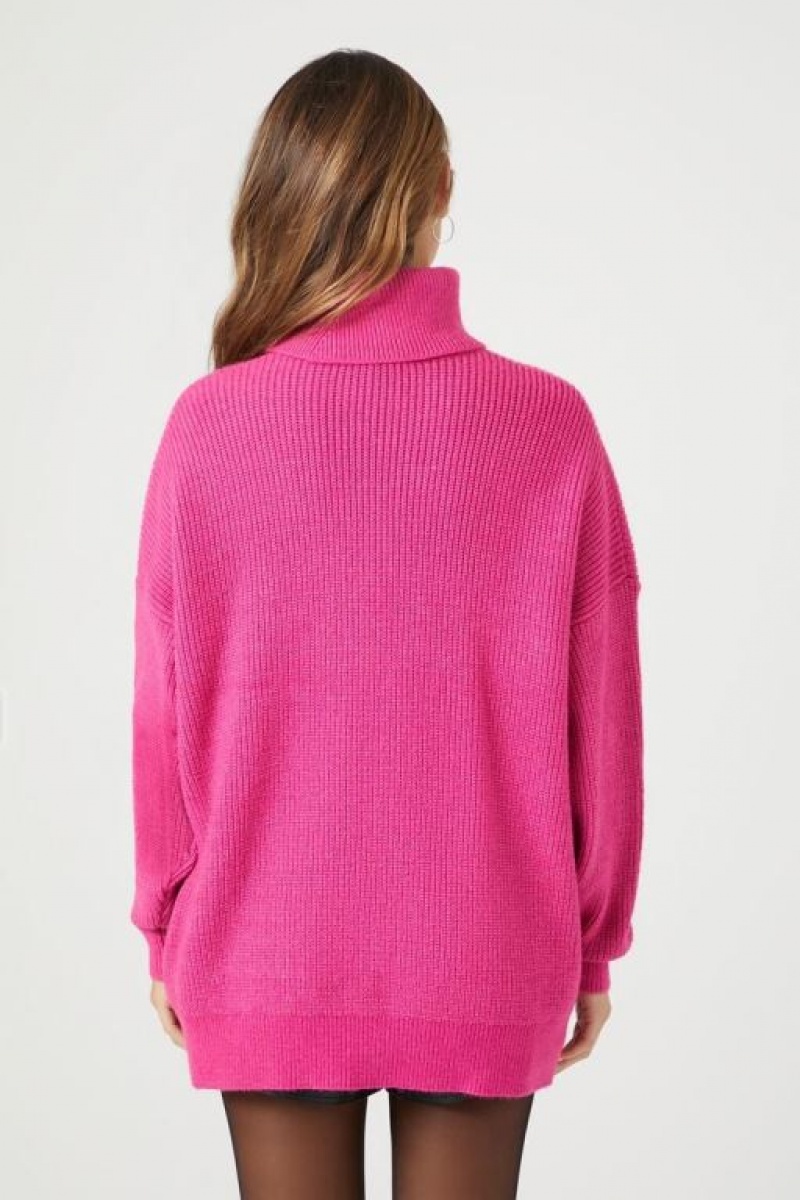 Suéteres Forever 21 Acanalado Knit Turtleneck Mujer Rosas | V2ezcNtdrLf