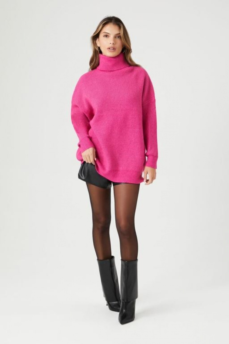 Suéteres Forever 21 Acanalado Knit Turtleneck Mujer Rosas | V2ezcNtdrLf