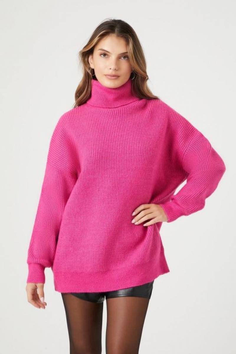 Suéteres Forever 21 Acanalado Knit Turtleneck Mujer Rosas | V2ezcNtdrLf