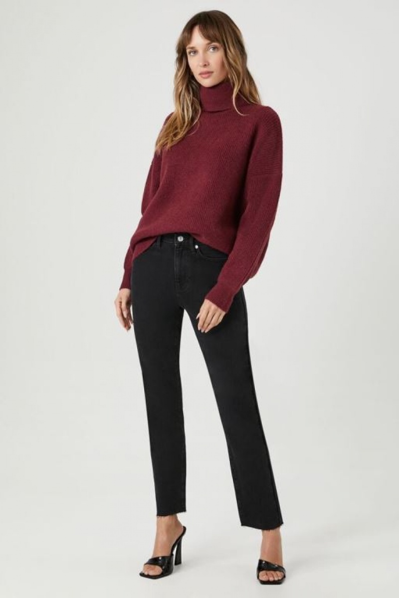 Suéteres Forever 21 Acanalado Knit Turtleneck Mujer Burdeos | bgwbWU3c8Rz