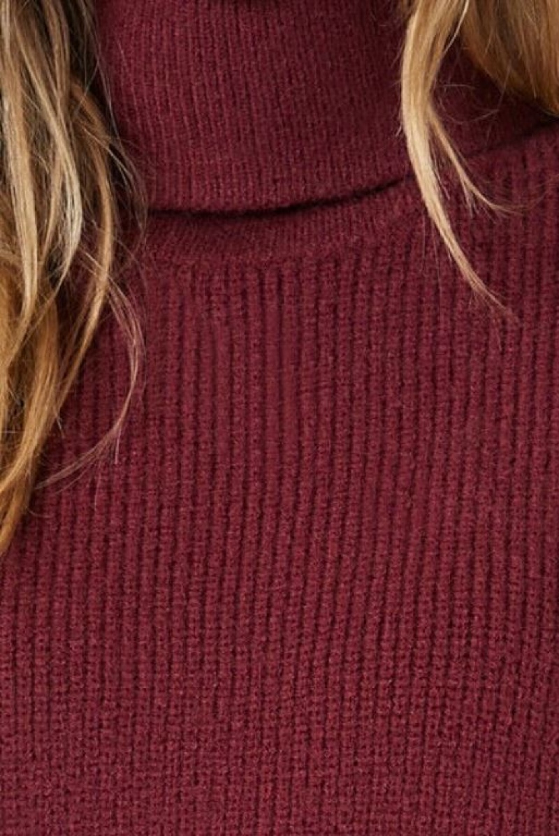 Suéteres Forever 21 Acanalado Knit Turtleneck Mujer Burdeos | bgwbWU3c8Rz