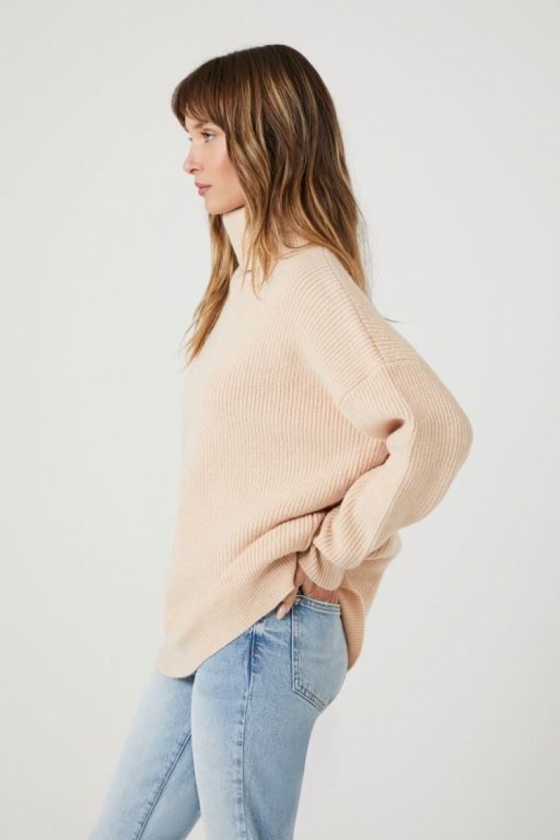 Suéteres Forever 21 Acanalado Knit Turtleneck Mujer Creme | L5hVWuPeBYp