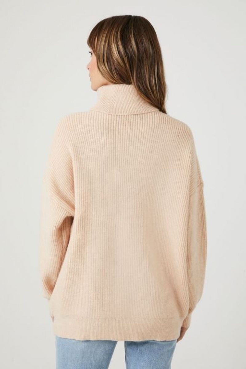 Suéteres Forever 21 Acanalado Knit Turtleneck Mujer Creme | L5hVWuPeBYp