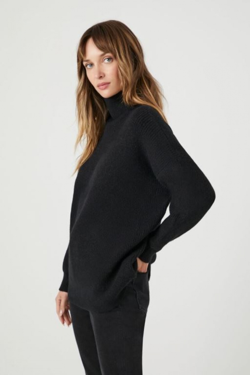 Suéteres Forever 21 Acanalado Knit Turtleneck Mujer Negras | aiH6JFJBs0y