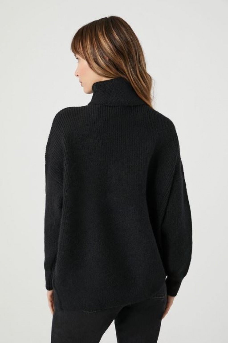 Suéteres Forever 21 Acanalado Knit Turtleneck Mujer Negras | aiH6JFJBs0y