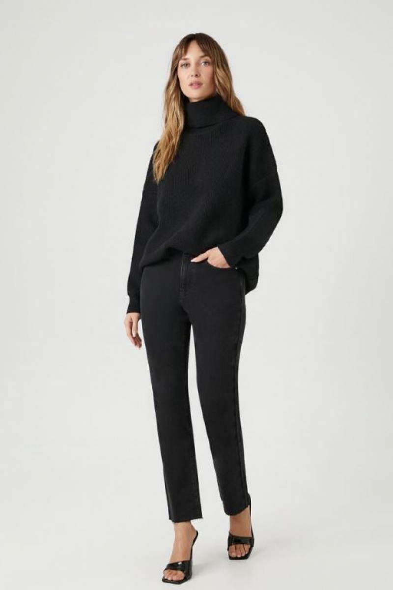 Suéteres Forever 21 Acanalado Knit Turtleneck Mujer Negras | aiH6JFJBs0y