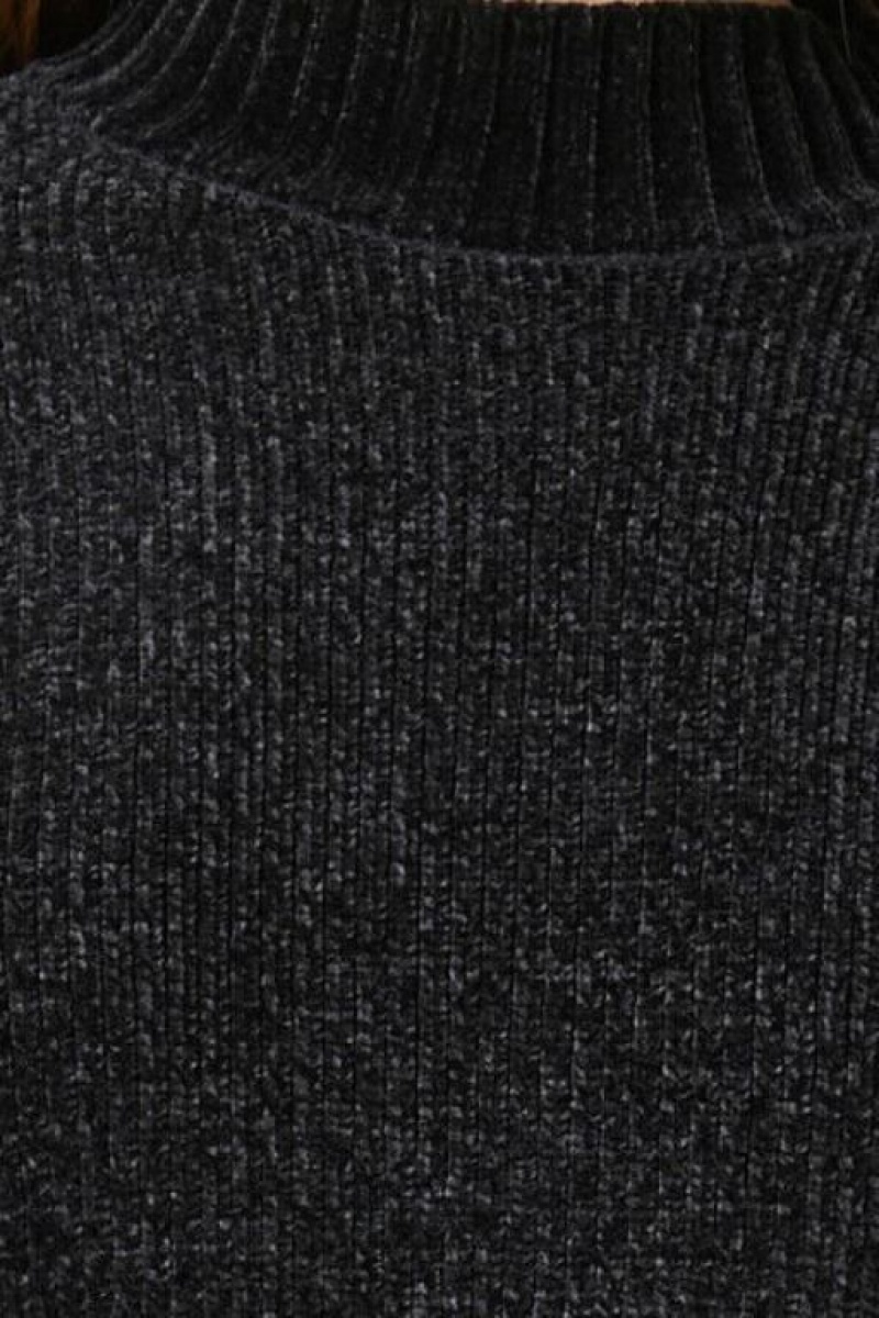 Suéteres Forever 21 Acanalado Mock Neck Mujer Negras | ZKmF12dupym