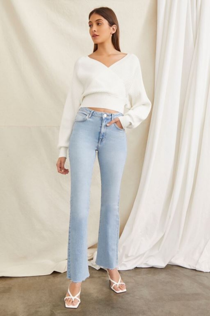 Suéteres Forever 21 Acanalado Surplice Mujer Blancas | xdPu5bXDHFl