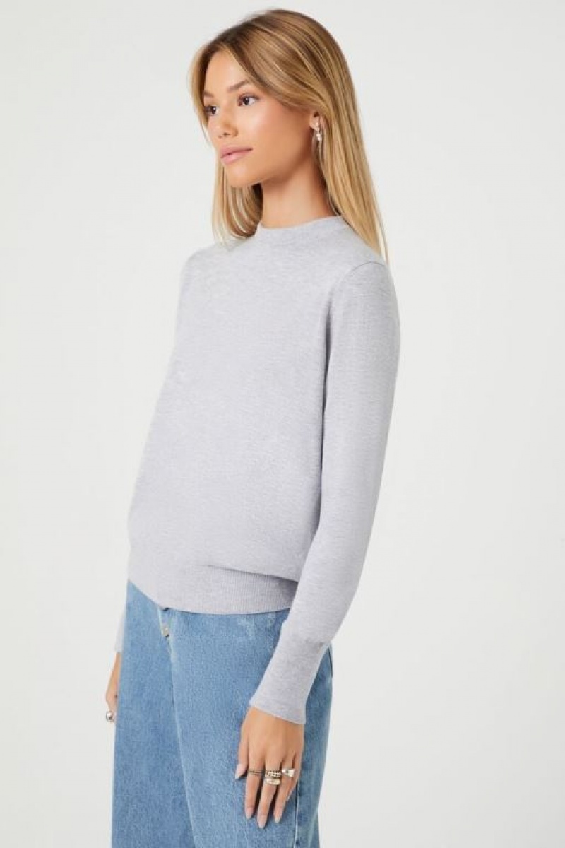 Suéteres Forever 21 Acanalado Trim Mujer Gris | CPbbeKkd1oy