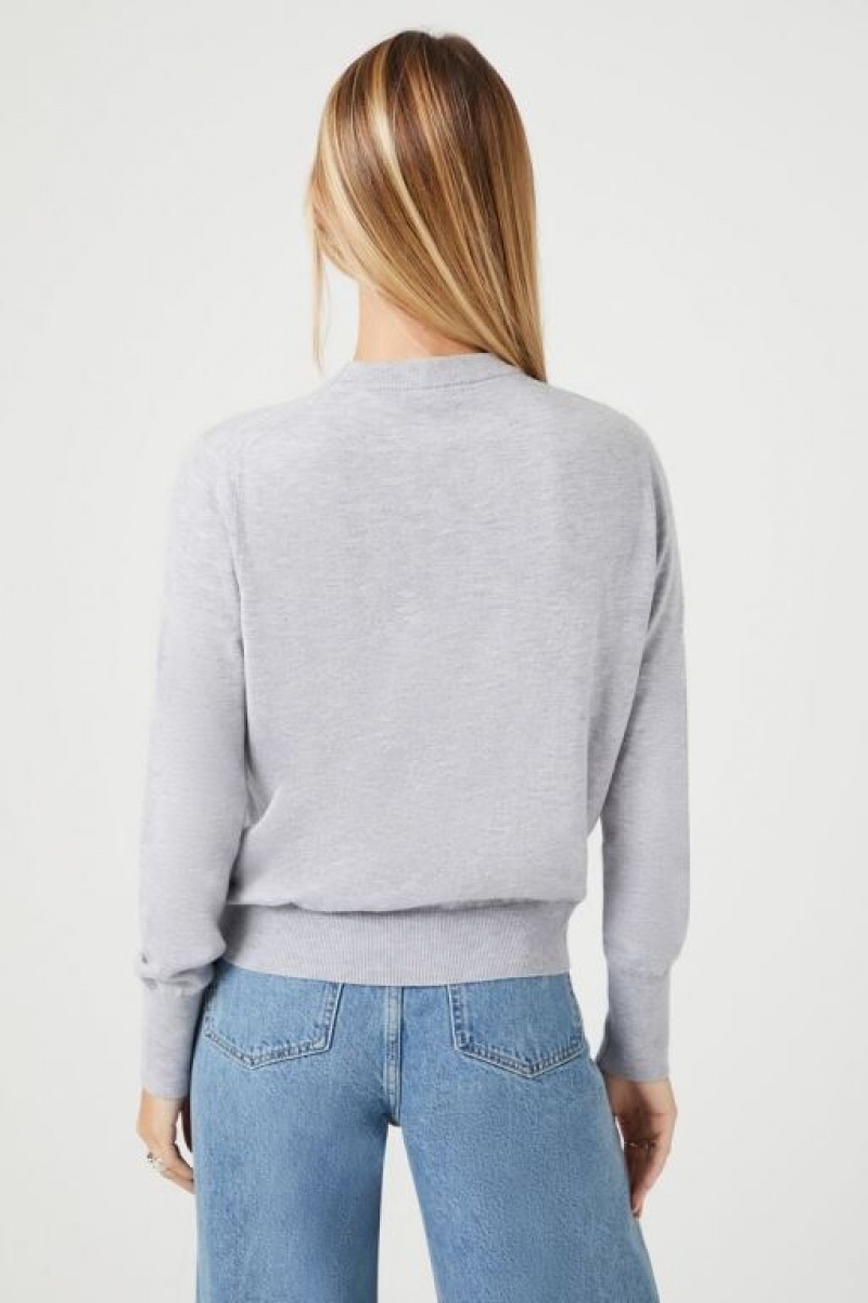 Suéteres Forever 21 Acanalado Trim Mujer Gris | CPbbeKkd1oy