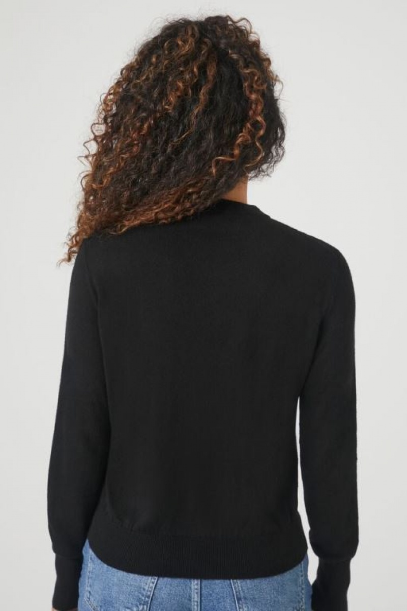 Suéteres Forever 21 Acanalado Trim Mujer Negras | 85O6w9eDtYE