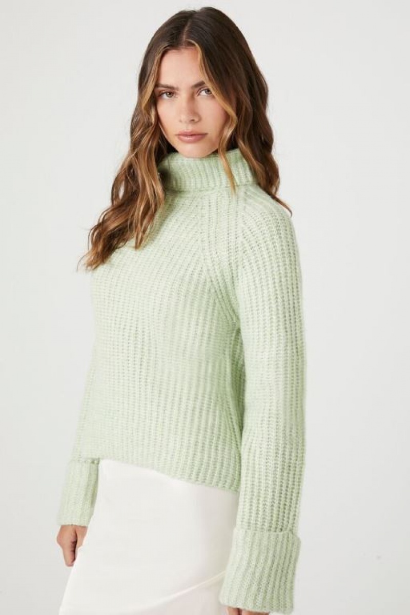 Suéteres Forever 21 Acanalado Turtleneck Mujer Verde | X5nYPs8sMIK